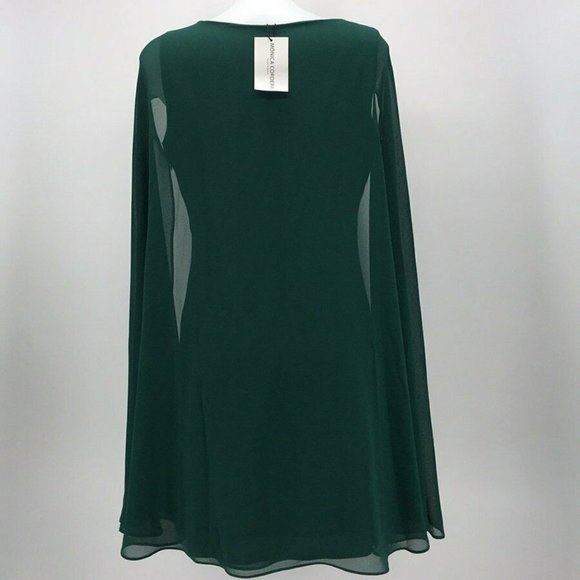 Monica Cordera Green Cape Dress Size 2 - Picture 2 of 3